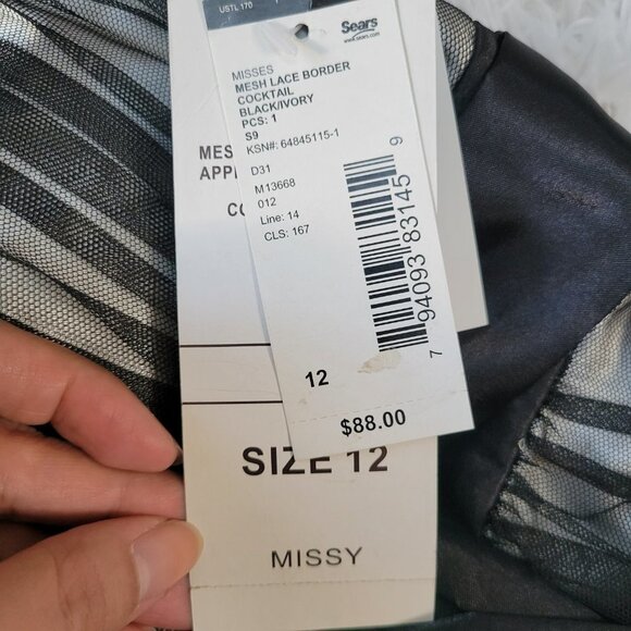 NWT S.L. Fashions Mesh Lace Border Cocktail Dress - Size 12 - Picture 7 of 15